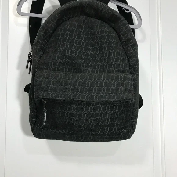 Christian Louboutin Zip N Flap Black Monogram Logo Jacquard Backpack EUC Christian Louboutin Zip N Flap Monogram Jacquard Pouch Bag  main image 3
